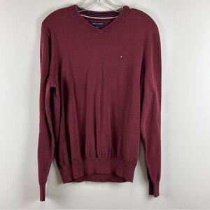 Tommy Hilfiger Men's Solid Logo V-Neck Sweater